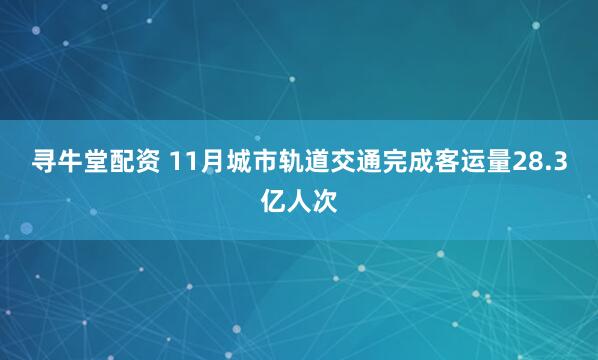 寻牛堂配资 11月城市轨道交通完成客运量28.3亿人次