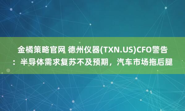 金橘策略官网 德州仪器(TXN.US)CFO警告:半导体需求复苏不及预期,汽车市场拖后腿