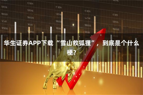 华生证券APP下载 “雪山救狐狸”，到底是个什么梗？